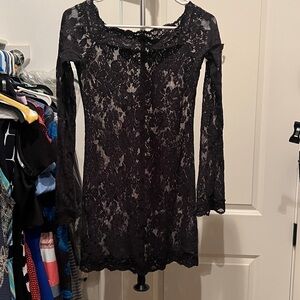 Black Lace Long Sleeve Dress